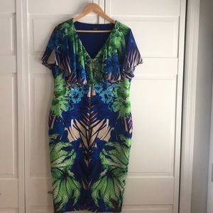 Blue floral dress by Genese London.